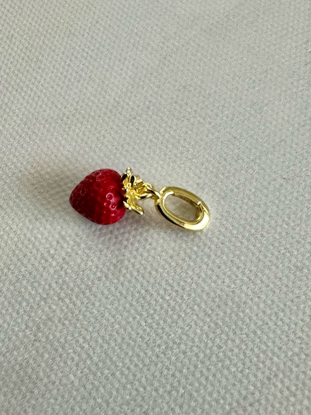 Gorjana Gold Charm Pendant - Red Enamel Strawberry, petite, Tiny - Picture 2 of 11